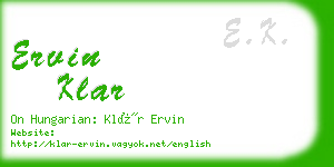 ervin klar business card